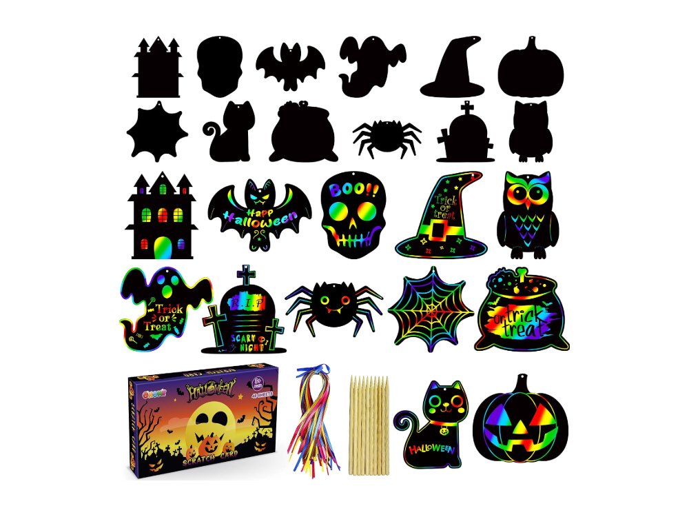 Halloween Party Favors 48 PCS Magic Rainbow Scratch Paper