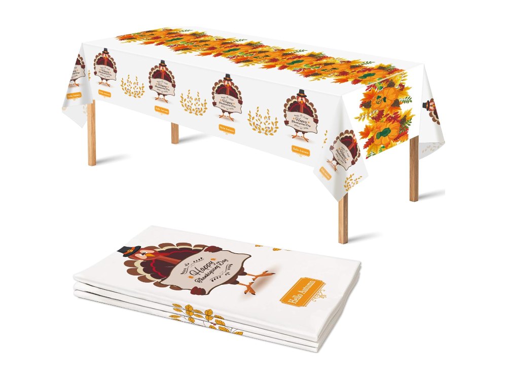 OHOME 2 Pack Thanksgiving Tablecloth Disposable