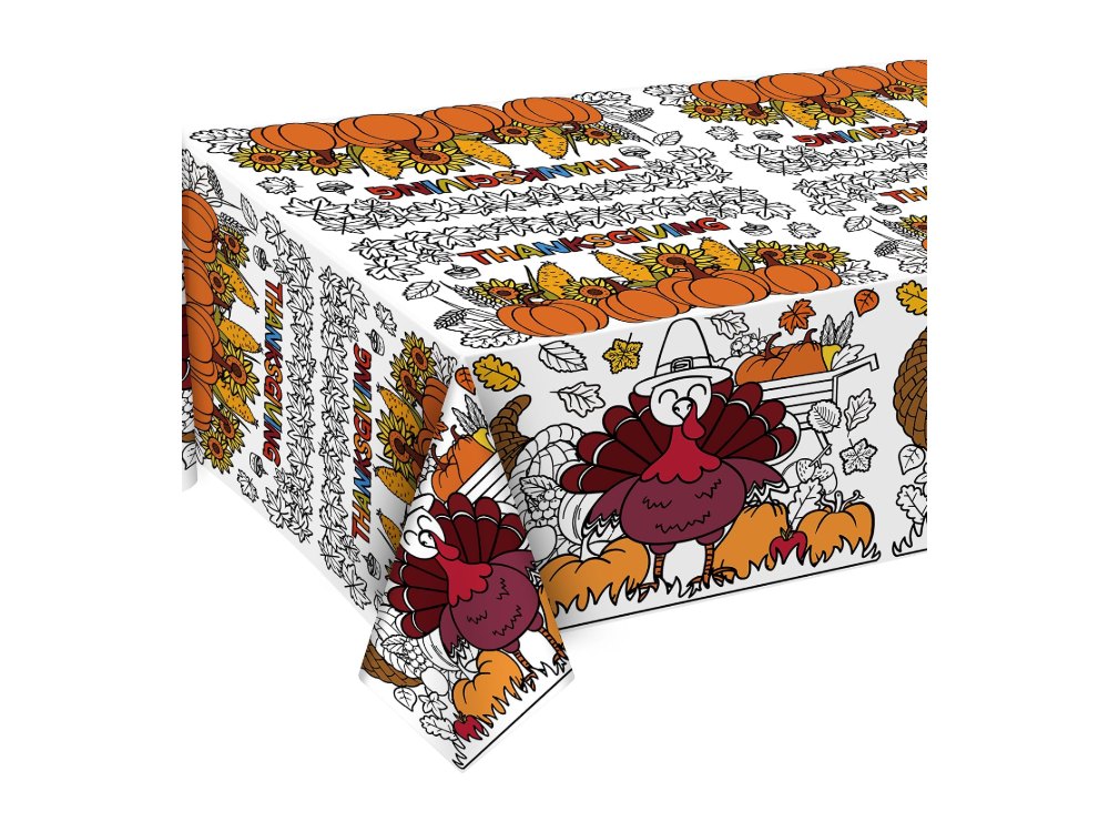 OHOME 2 PCS Thanksgiving Giant Coloring Poster/Tablecloth