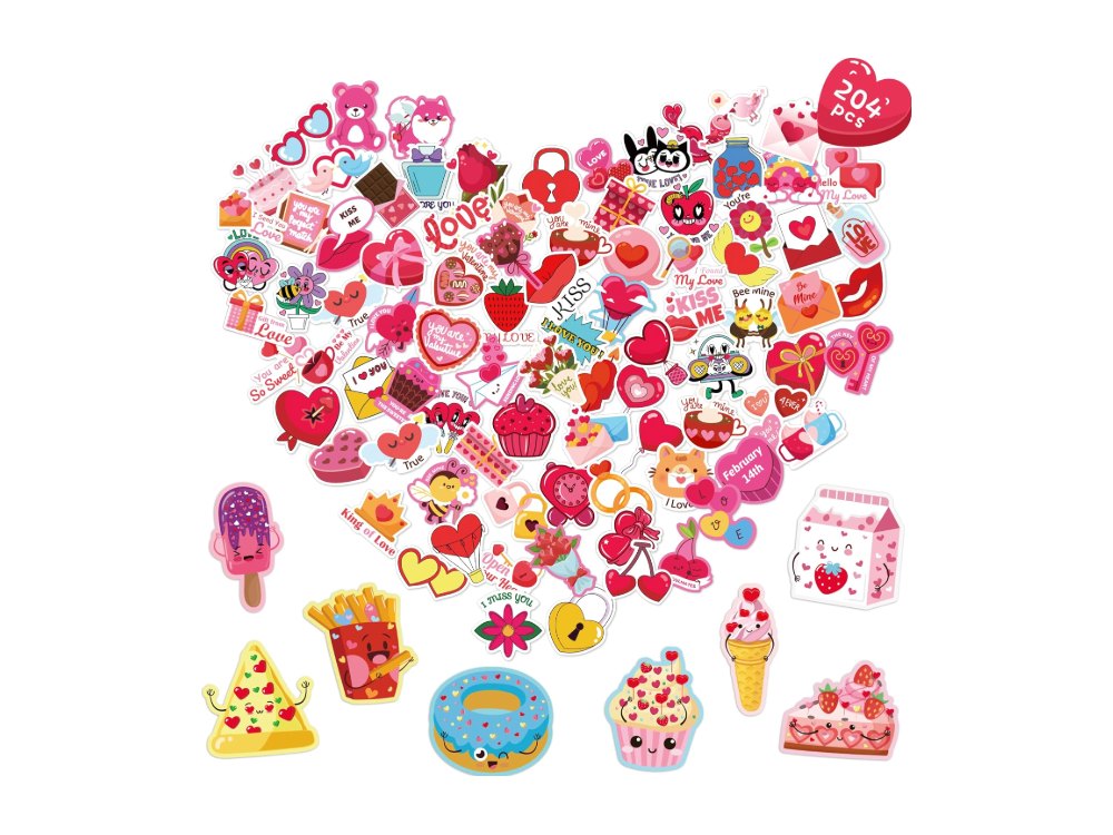 OHOME 204 PCS Valentines Day Stickers & Cards