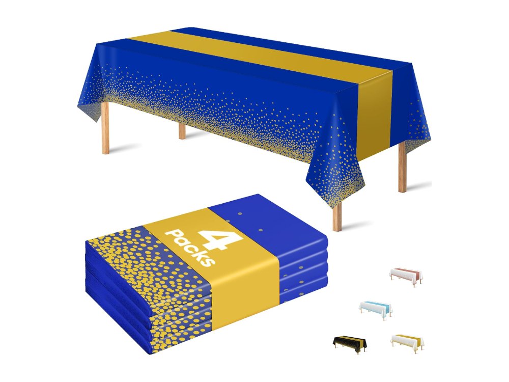 OHOME 4 Pack Disposable Plastic Table Cloths for Parties