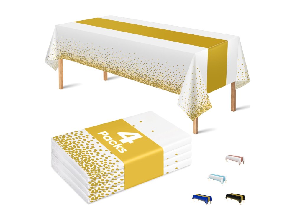 OHOME 4 Pack Disposable Plastic Table Cloths for Parties