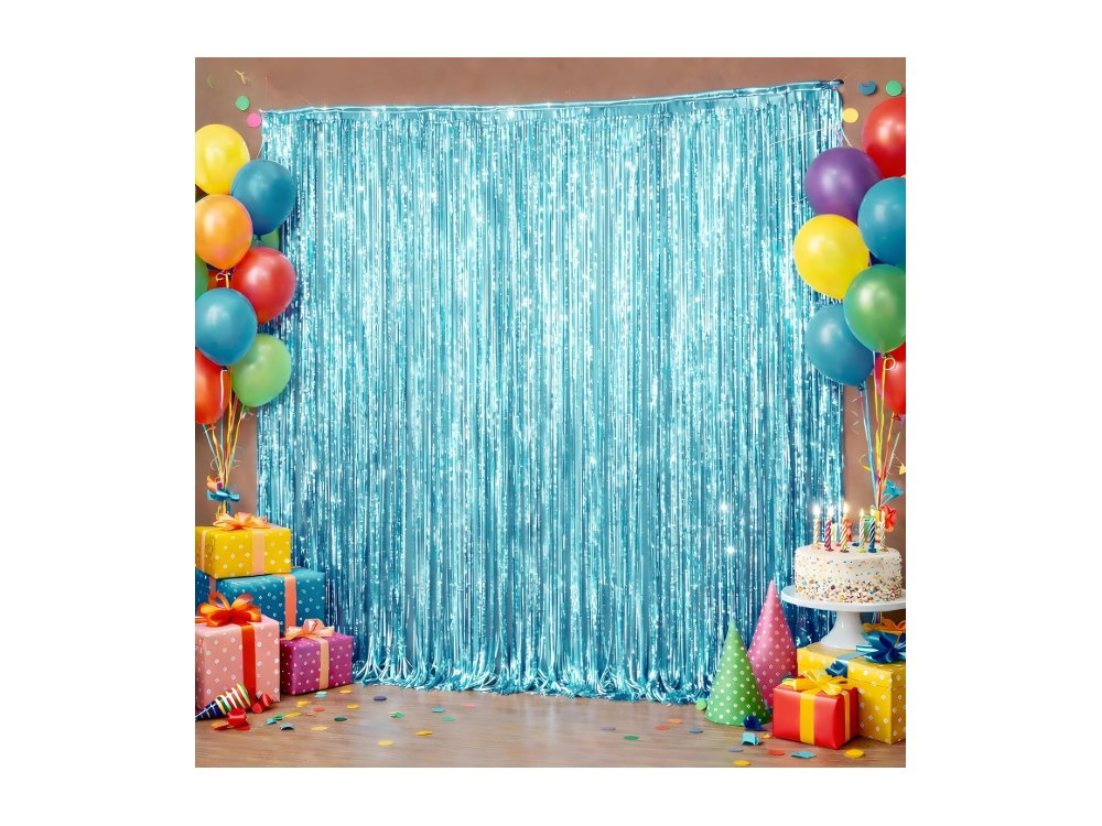 Pool Party Decorations Blue Tinsel Streamers Backdrop Banner