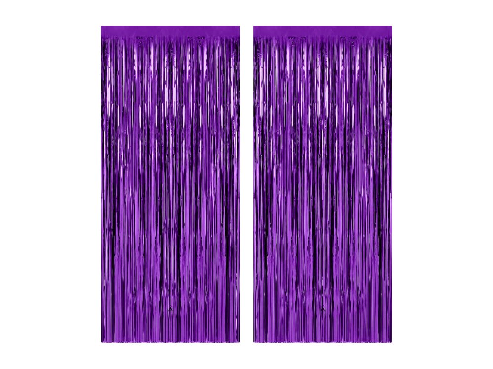 Purple Tinsel Curtain Party Backdrop Foil Fringe Metallic