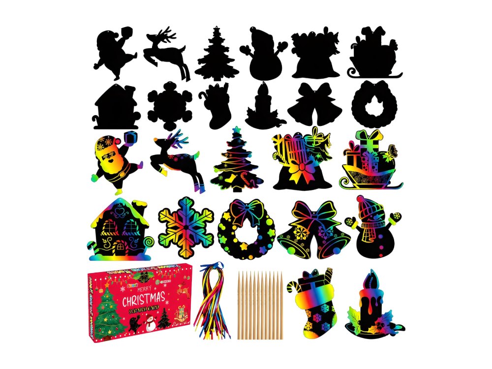 Stocking Stuffers 48 PCS Rainbow Scratch Paper Cards Set