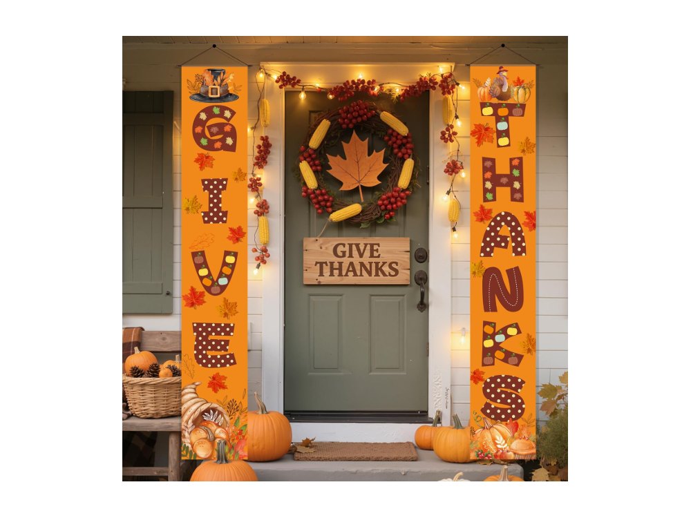 Thanksgiving Decorations GIVE THANKS Porch Banner