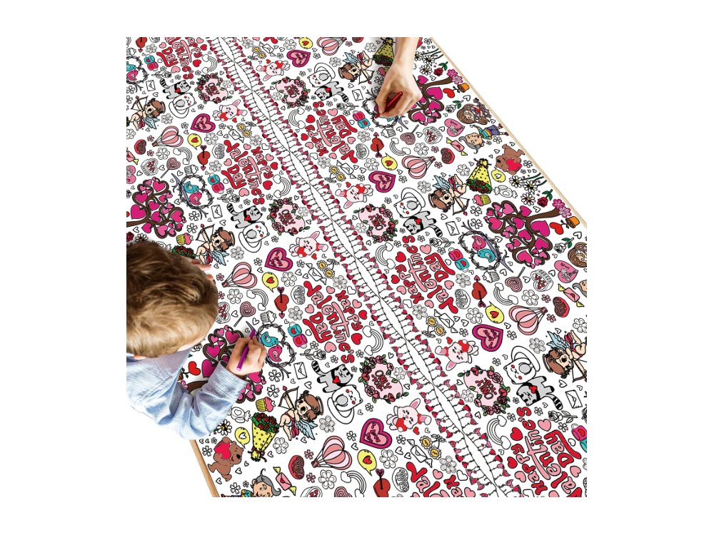 Valentines Coloring Tablecloth Valentines Decorations