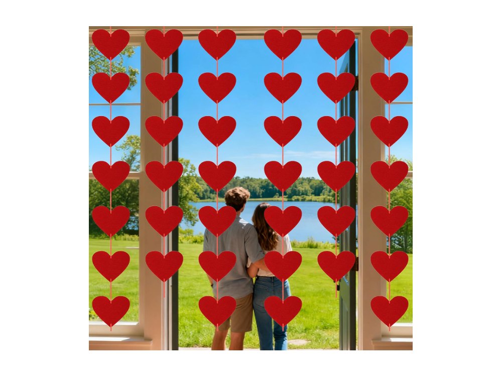 Valentines Day Decorations 40 Pack Red Felt Heart Hanging
