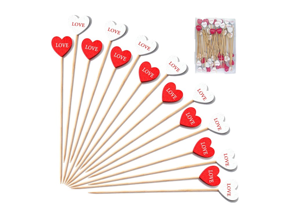 Valentines Day Decorations 50 PCS Heart Cocktail Picks