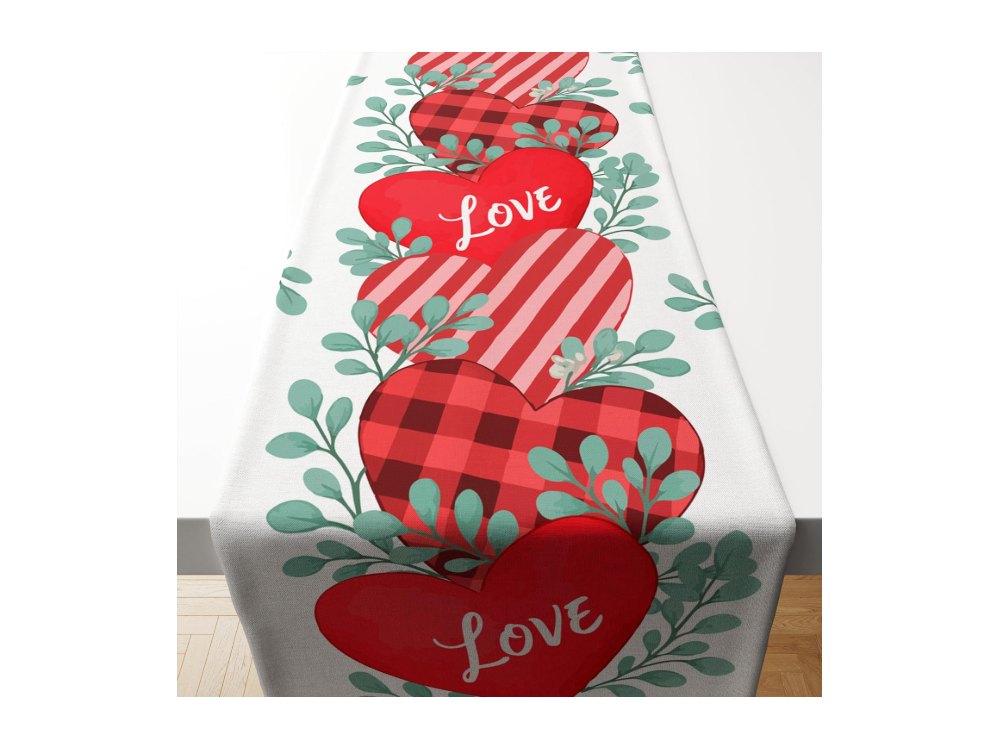 Valentines Day Decorations Heart Table Runner