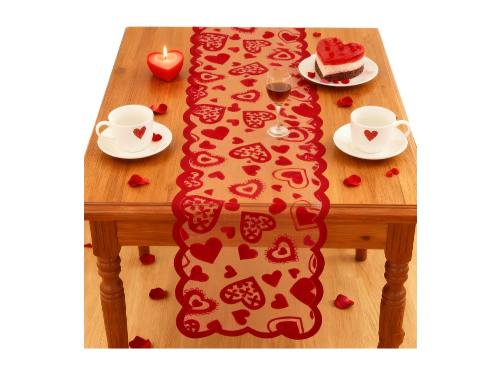 Valentines Day Decorations Red Lace Table Runner