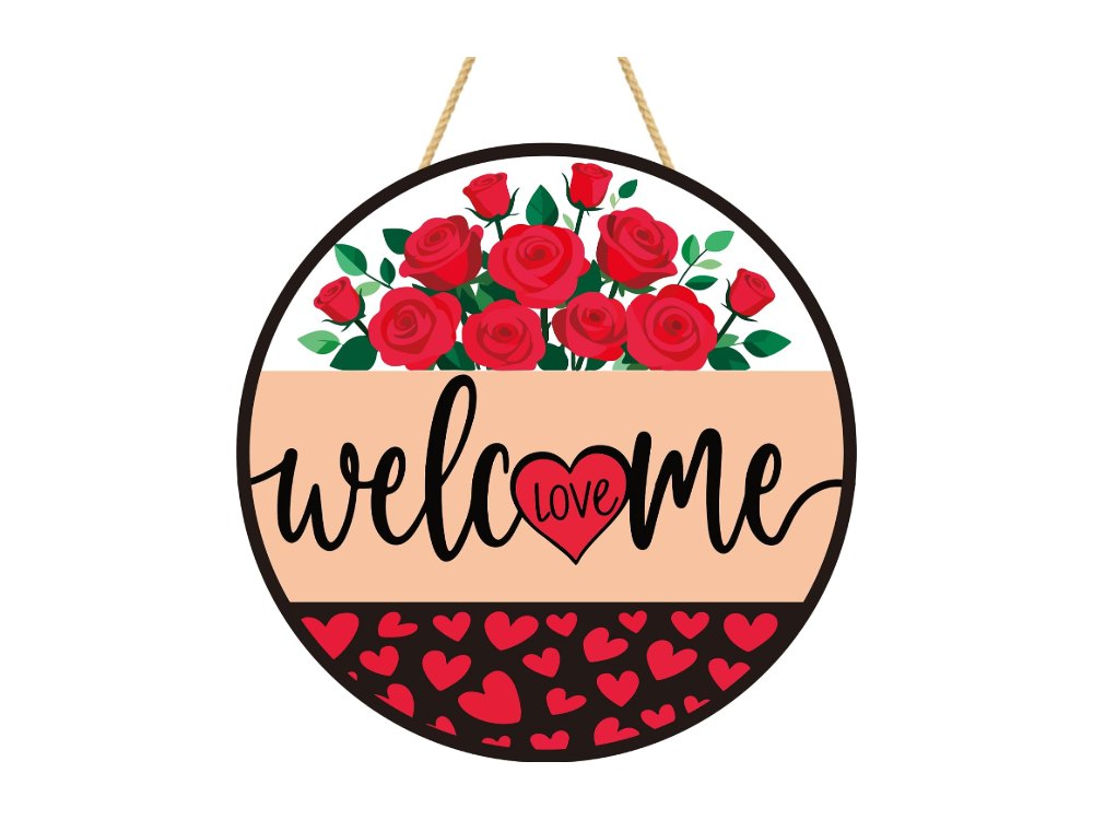 Valentines Day Decorations Wreath Welcome Sign for Front Door
