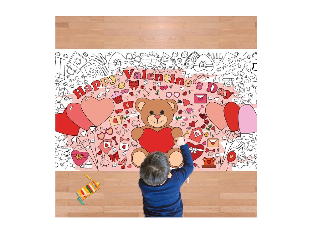 Valentines Giant Coloring Poster/Tablecloth-Valentines Day