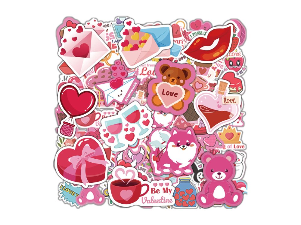 Valentines Stickers 100 PCS Heart Stickers for Kids Classroom